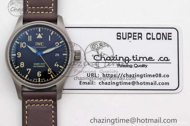 MIROTIME 0312 Mark XVIII IW327006 Titanium M+F 1:1 Best Edition Black Dial on Brown Leather Strap A Efficient 7052